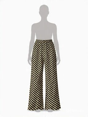 a new day Black & Cream Diagonal Stripe Wide-Leg Pants-A24
